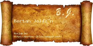 Bertan Jolán névjegykártya